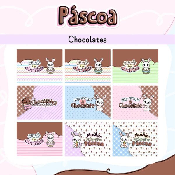 10 Embalagens de Barras Chocolates Páscoa - Arquivo Digital