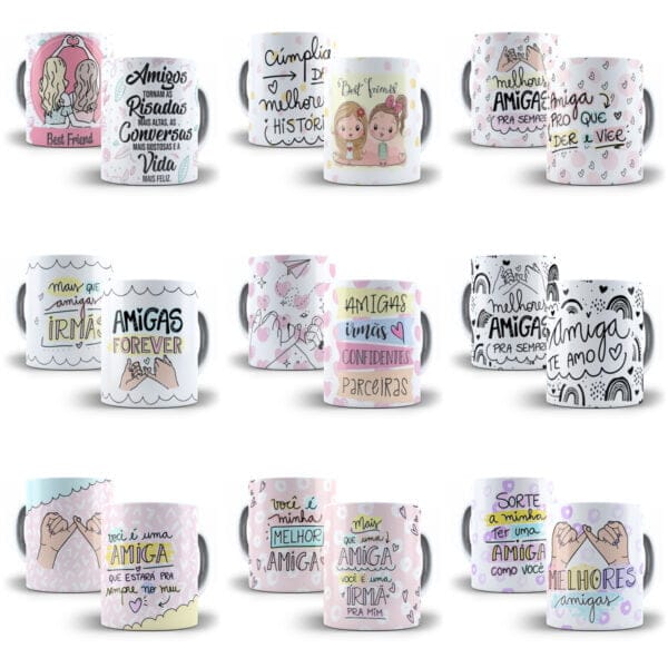 100 Artes Caneca Dia do Amigo Amizade Sublimação Png