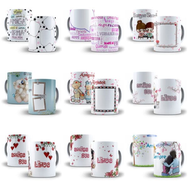 100 Artes Caneca Dia do Amigo Amizade Sublimação Png