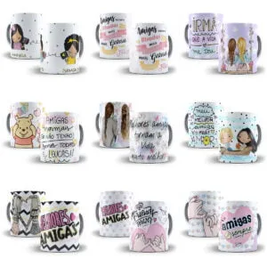 100 Artes Caneca Dia do Amigo Amizade Sublimação Png