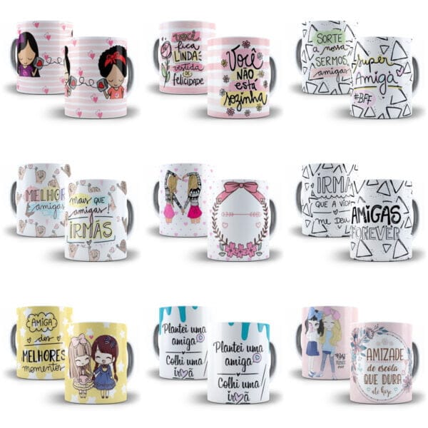 100 Artes Caneca Dia do Amigo Amizade Sublimação Png