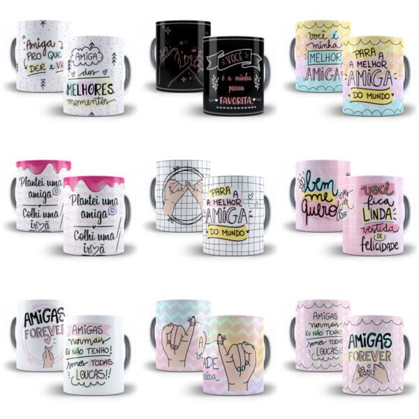 100 Artes Caneca Dia do Amigo Amizade Sublimação Png