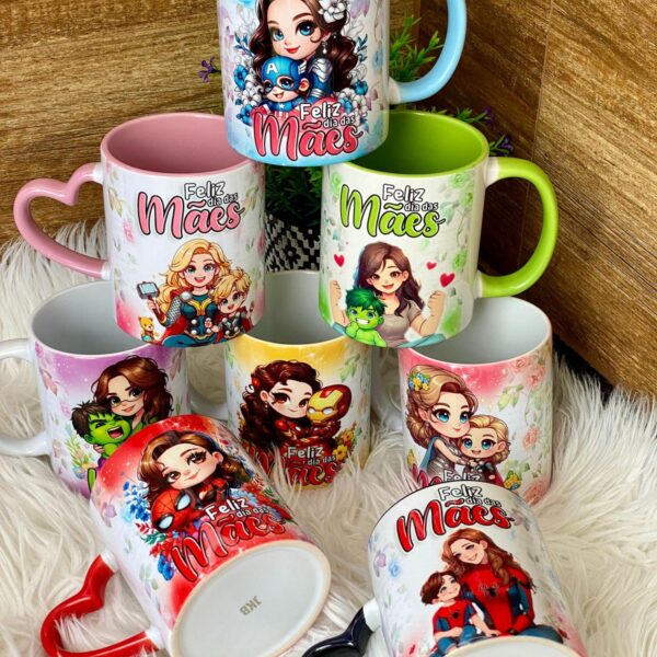 14 Estampas Caneca Dia das Mães Heróis Avengers Png