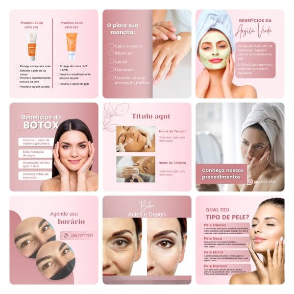 Modelos Canva Estética Beleza 3.0 60 Templates Editáveis + Bônus - Imagem 2