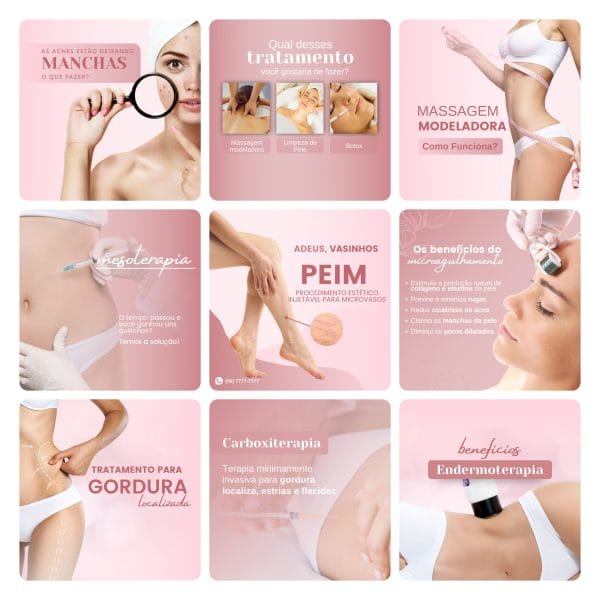 Modelos Canva Estética Beleza 3.0 60 Templates Editáveis + Bônus - Imagem 4
