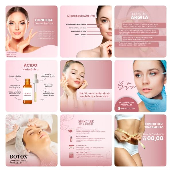 Modelos Canva Estética Beleza 3.0 60 Templates Editáveis + Bônus - Imagem 5