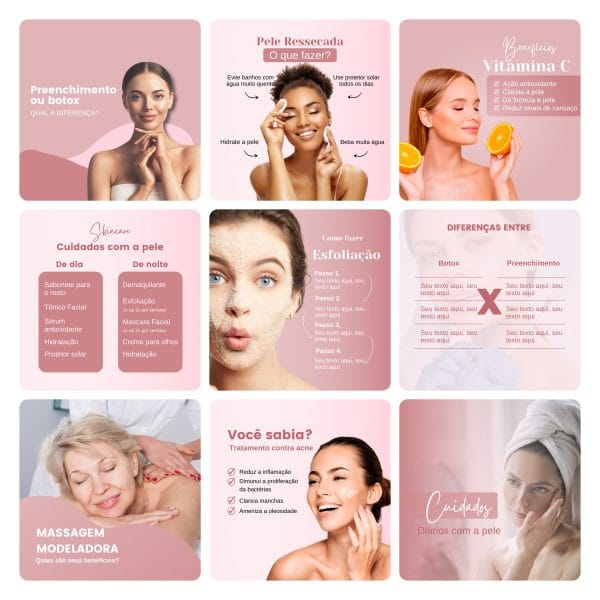 Modelos Canva Estética Beleza 3.0 60 Templates Editáveis + Bônus - Imagem 6