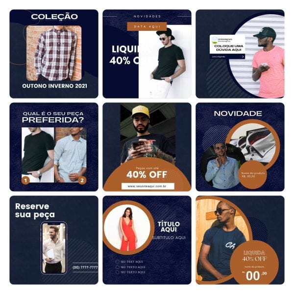 Modelos Canva Moda Masculina 30 Templates Editáveis + Bônus