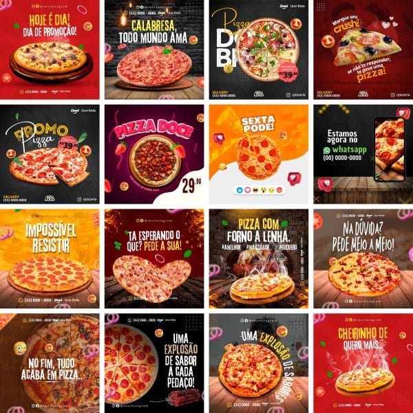 Modelos Canva Pizzaria Pizza 30 Templates Editáveis + Bônus - Imagem 2
