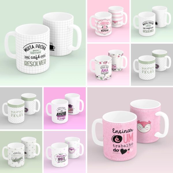 18 Estampas Caneca Professores Corujinhas Sublimação Png