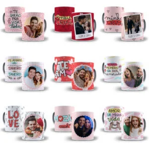 20 Estampas Caneca Dia dos Namorados Editável em Corel CDR