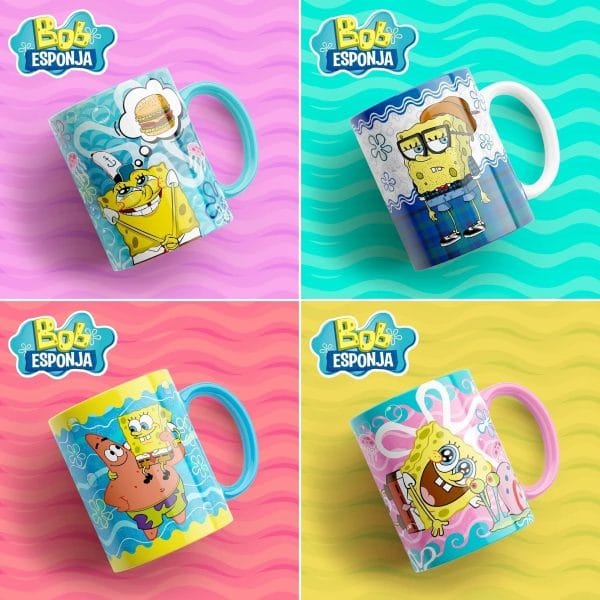 14 Artes Estampas Caneca Bob Esponja Editável Em Photoshop