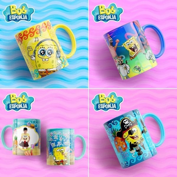 14 Artes Estampas Caneca Bob Esponja Editável Em Photoshop