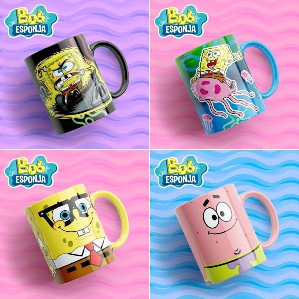 14 Artes Estampas Caneca Bob Esponja Editável Em Photoshop