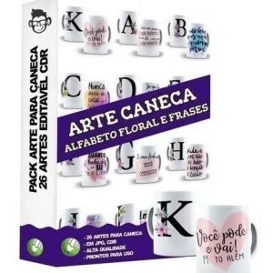 26 Artes Para Caneca Alfabeto Floral Frases Editável Em Cdr