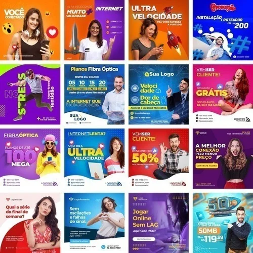 70 Artes Mídias Sociais Provedor De Internet 4 Editável Psd