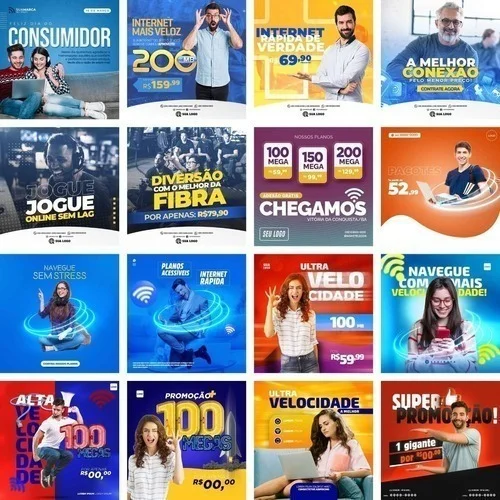 70 Artes Mídias Sociais Provedor De Internet 4 Editável Psd