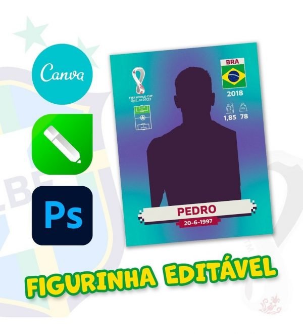 Arquivo Editável Figurinha Da Copa Qatar Canva Corel E Psd