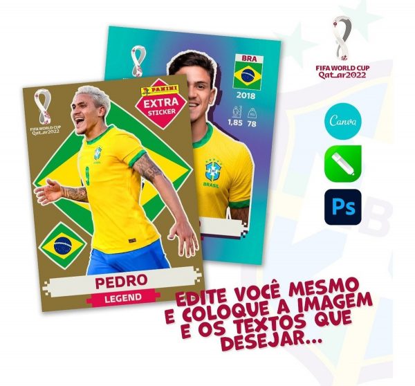 Arquivo Editável Figurinha Da Copa Qatar Canva Corel E Psd