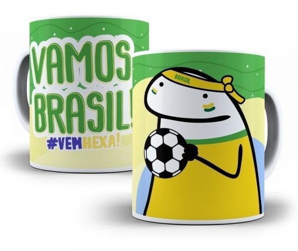 Combo Estampas Caneca Brasil Hexa Copa Do Mundo Qatar 2022