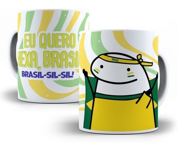 Combo Estampas Caneca Brasil Hexa Copa Do Mundo Qatar 2022