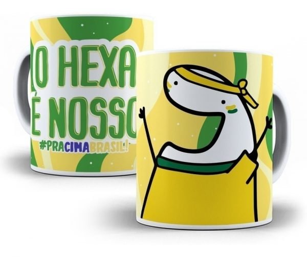 Combo Estampas Caneca Brasil Hexa Copa Do Mundo Qatar 2022