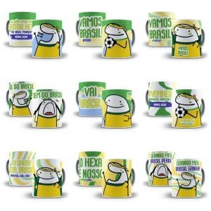 Combo Estampas Caneca Brasil Hexa Copa Do Mundo Qatar 2022