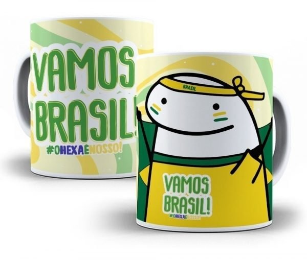 Combo Estampas Caneca Brasil Hexa Copa Do Mundo Qatar 2022