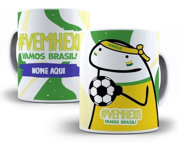 Combo Estampas Caneca Brasil Hexa Copa Do Mundo Qatar 2022