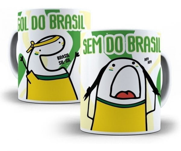 Combo Estampas Caneca Brasil Hexa Copa Do Mundo Qatar 2022