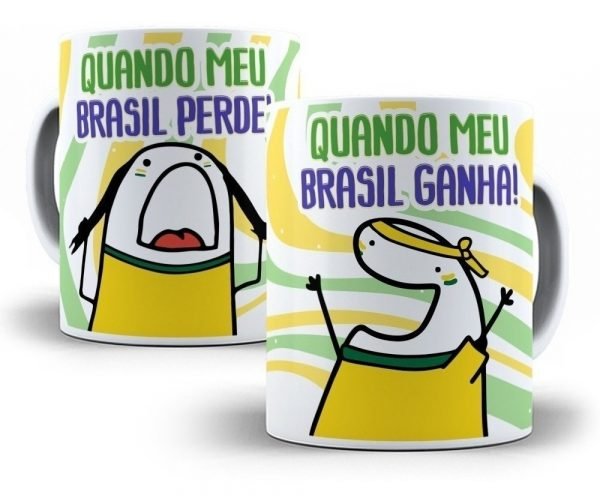 Combo Estampas Caneca Brasil Hexa Copa Do Mundo Qatar 2022