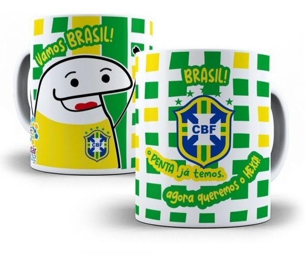 Estampa Caneca Copa Do Mundo Qatar Brasil Editável Em Corel