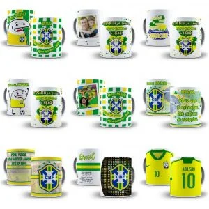 Estampa Caneca Copa Do Mundo Qatar Brasil Editável Em Corel
