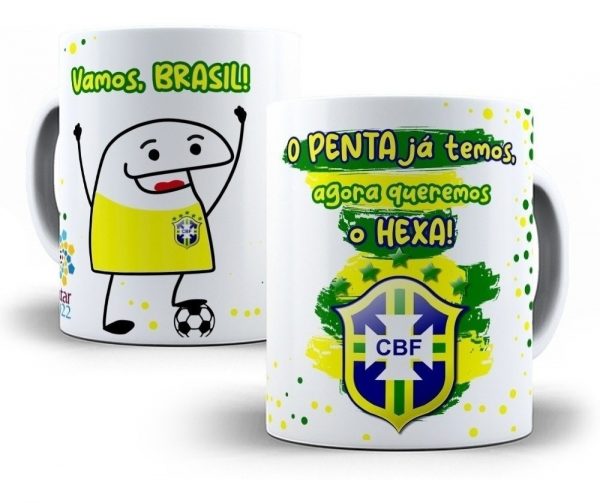 Estampa Caneca Copa Do Mundo Qatar Brasil Editável Em Corel