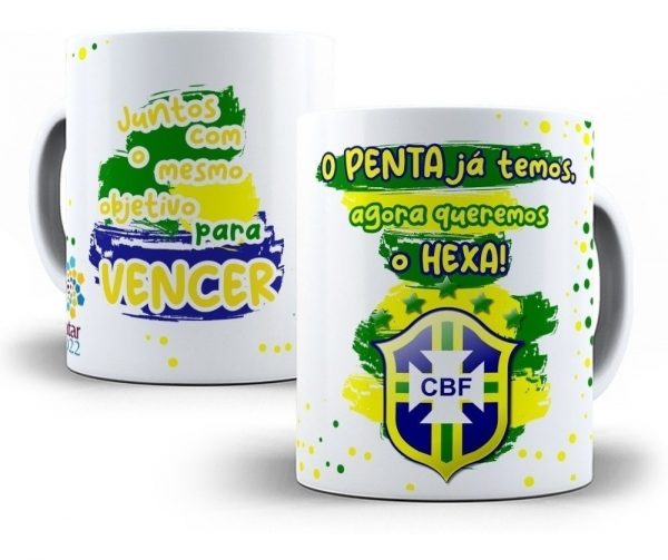 Estampa Caneca Copa Do Mundo Qatar Brasil Editável Em Corel