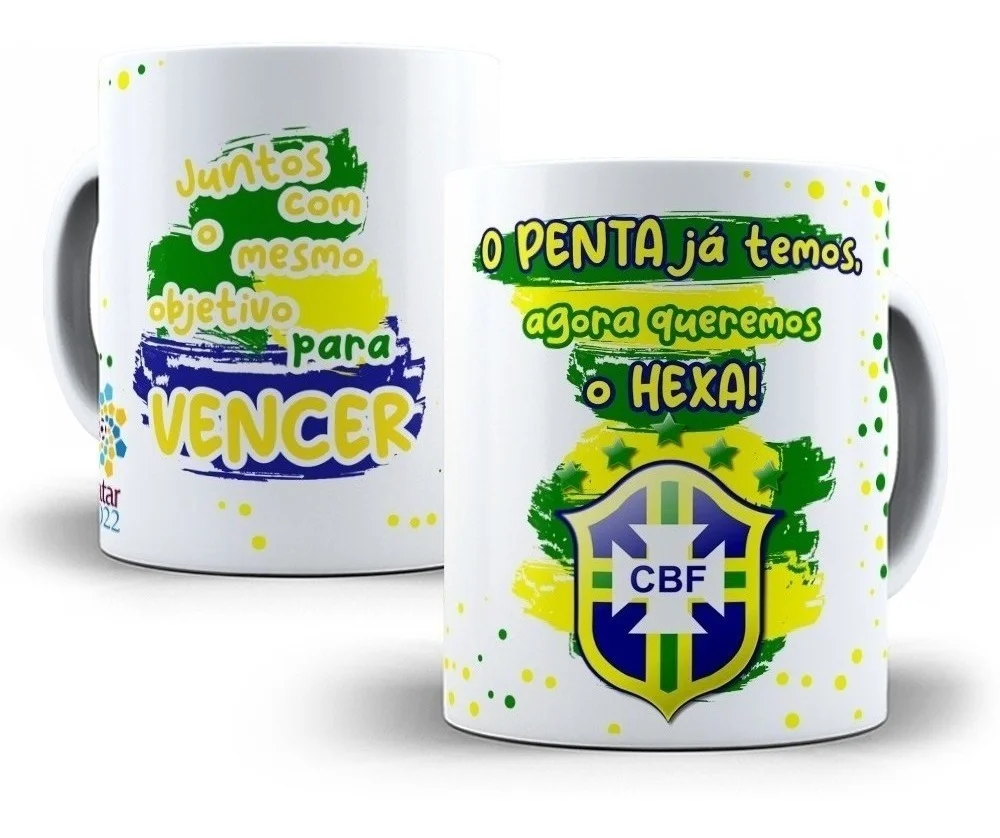 Estampa Caneca Copa Do Mundo Qatar Brasil Editável Em Corel