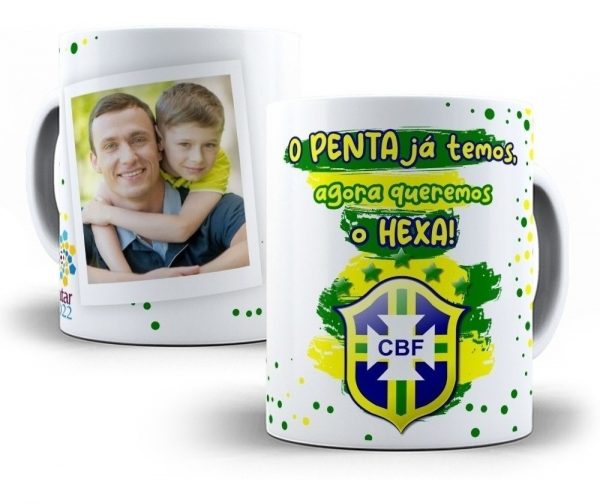 Estampa Caneca Copa Do Mundo Qatar Brasil Editável Em Corel