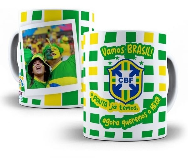 Estampa Caneca Copa Do Mundo Qatar Brasil Editável Em Corel