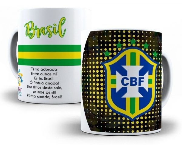 Estampa Caneca Copa Do Mundo Qatar Brasil Editável Em Corel