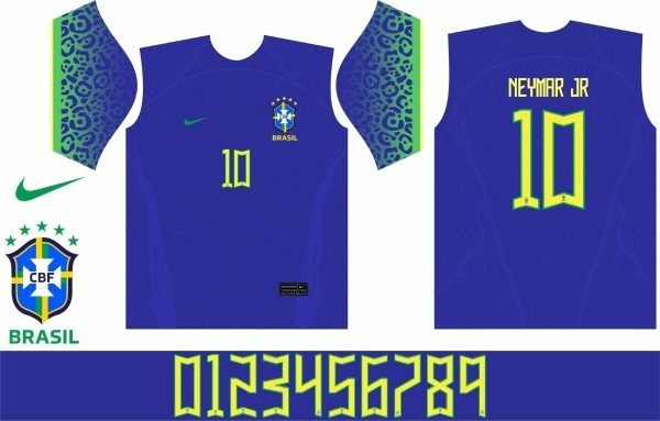 Estampa Vetor Camisa Brasil 2022 Copa Mundo Qatar Em Corel