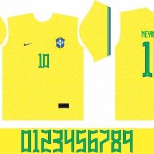 Estampa Vetor Camisa Brasil 2022 Copa Mundo Qatar Em Corel