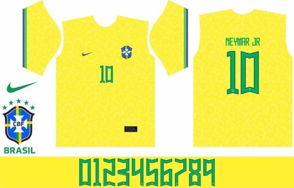 Estampa Vetor Camisa Brasil 2022 Copa Mundo Qatar Em Corel