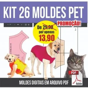 Kit 26 Moldes Pet Cães E Gatos Roupas + Modelagem Cirúrgica