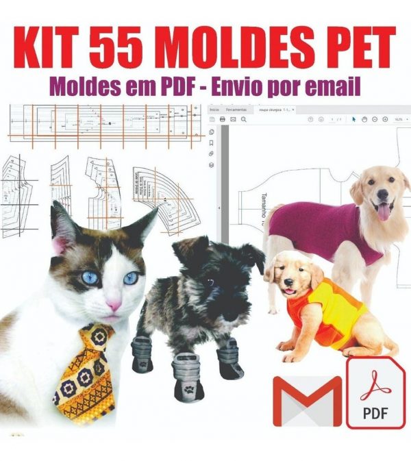 Kit 55 Moldes Roupas Pet Cães E Gatos Modelagem Digital Pdf