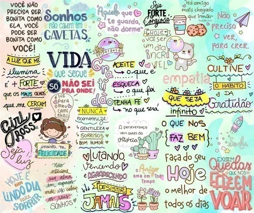 Kit Arquivo Lettering Frases Motivacional Incentivo Png