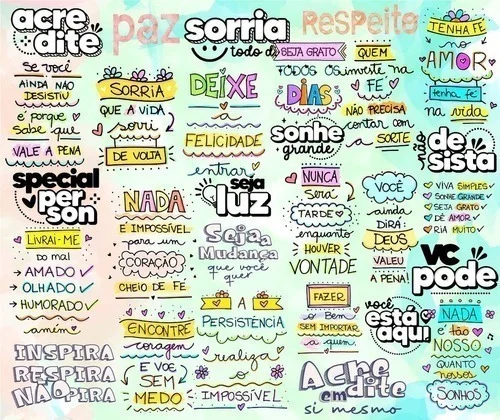 Kit Arquivo Lettering Frases Motivacional Incentivo Png