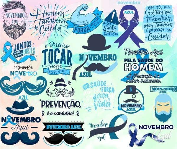 Kit Arquivo Lettering Frases Novembro Azul Homens Png