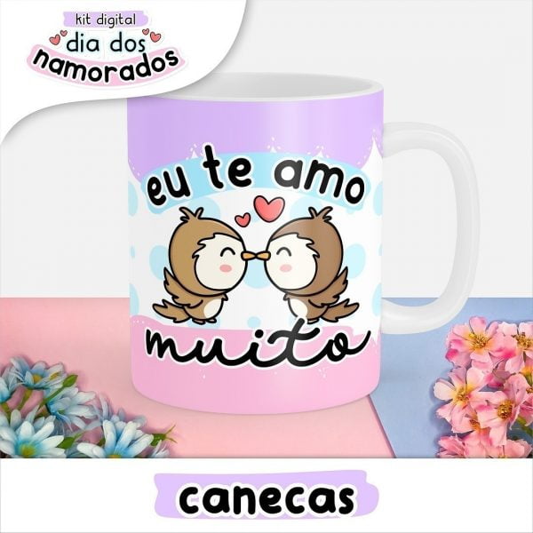 Kit Digital Dia Dos Namorados Caneca Balinha Ilustrações Tag