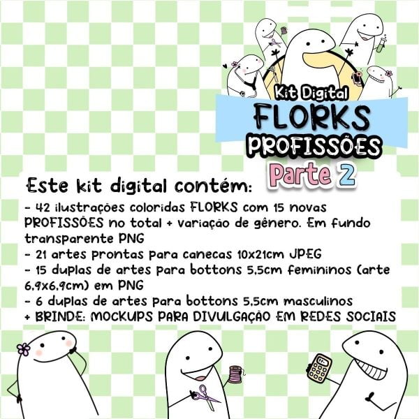 Kit Digital Flork Profissões 2 Secretária Bancária Papelaria