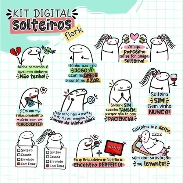Kit Digital Flork Solteiros Artes Frases E Ilustrações Png 1 Kit Digital Flork Solteiros Artes Frases E Ilustrações Png